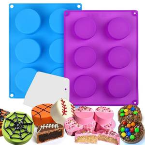 lot 15505 image: Palksky Cake Puck Mold Set, Chocolate Covered Cake Molds, Round Cake Pop Molds Silicone for Candy Chocolate Desserts Making Set of 3