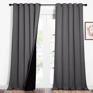 lot 15520 image: NICETOWN Total Shade Curtains and Draperies, Heavy-Duty Full Light Shading Drapes with Black Liner Backing for VillaHallDorm WindowGray, Package of 2 Panels, 62 inches Wide x 95 inches Long