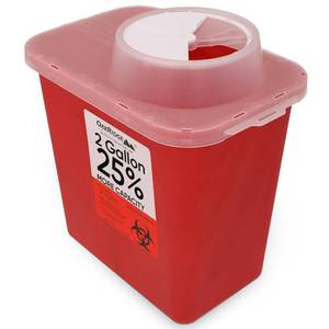 lot 15526 image: Oakridge Products Large Sharps Container for Home Use and Professional 2 Gallon (1-Pack) with Chimney Top, Biohazard Needle and Syringe Disposal, CDC Certified