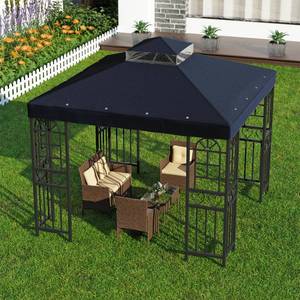 lot 15529 image: 10x10 Replacement Canopy Top Cover Only for Gazebo, Double Tiered Gazebo Covers for Outdoor Patio Garden Canopy (Black)