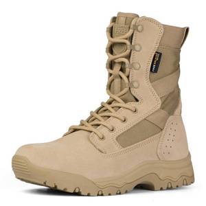 lot 15534 image: FREE SOLDIER Mens Tactical Boots 8 Inches Lightweight Combat Boots Durable Suede Leather Military Work Boots Desert Boots (Tan, 10)