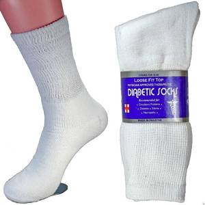 lot 15537 image: LM 12 Pairs Diabetic Crew Socks Unisex 9-11, 10-13, 13-15 Black Grey White (10-13, White)