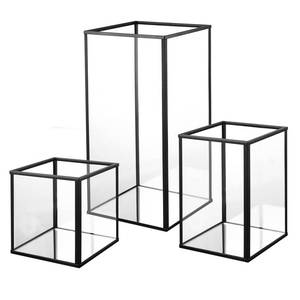 lot 15539 image: yshengood Hurricane Glass Candle Holder,Black Candle Holder 3 Pieces