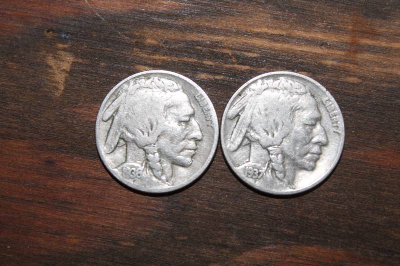lot 7694 image: Lot of 2 Buffalo Nickels- Years 1936 and 1937- Take a Look