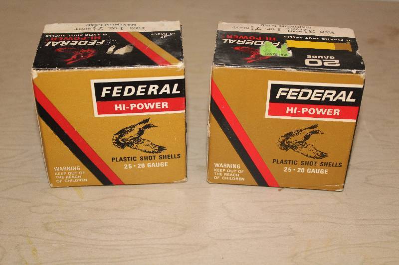 lot 7707 image: Lot of 2, 25 ct. Boxes of 20 Gauge Shotgun Shells- Wow