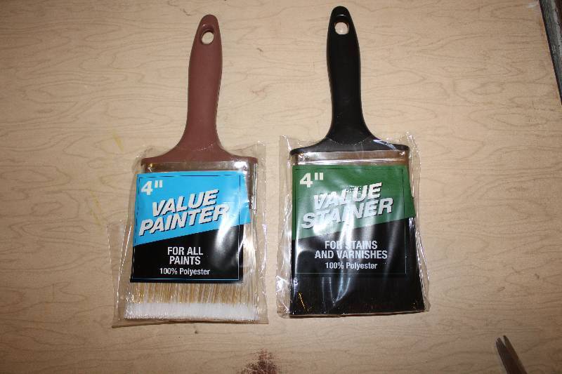 lot 7708 image: Lot of 2, 4 Paint Brushes- 1 Made for All Paints, 1 for Stains and Varnishes