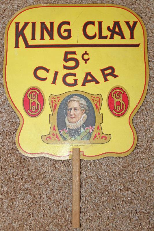 lot 7773 image: King Clay 5 Cent Cigar Hand Fan- Appears to be Old