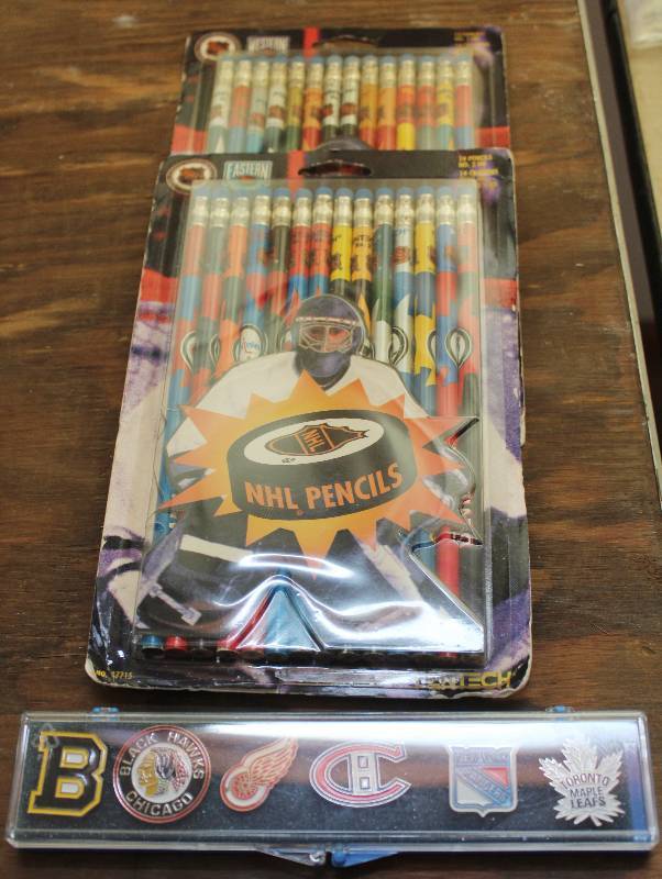 lot 8014 image: Hockey Commemorative Pins- 2 Packages of NHL Pencils- Cool