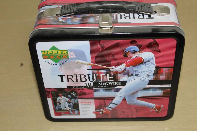 lot 8037 image: Tribute to Mark McGwire Lunch Box w Cards- Neat