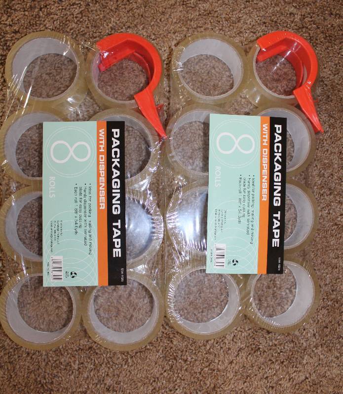 lot 8244 image: Lot of 2 - 8 packs of packaging Tape and 1 Dispenser