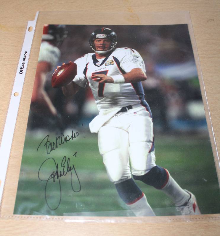 lot 8290 image: Autographed John Elway 8 x 10 - #7 - DENVER BRONCOS - WOW