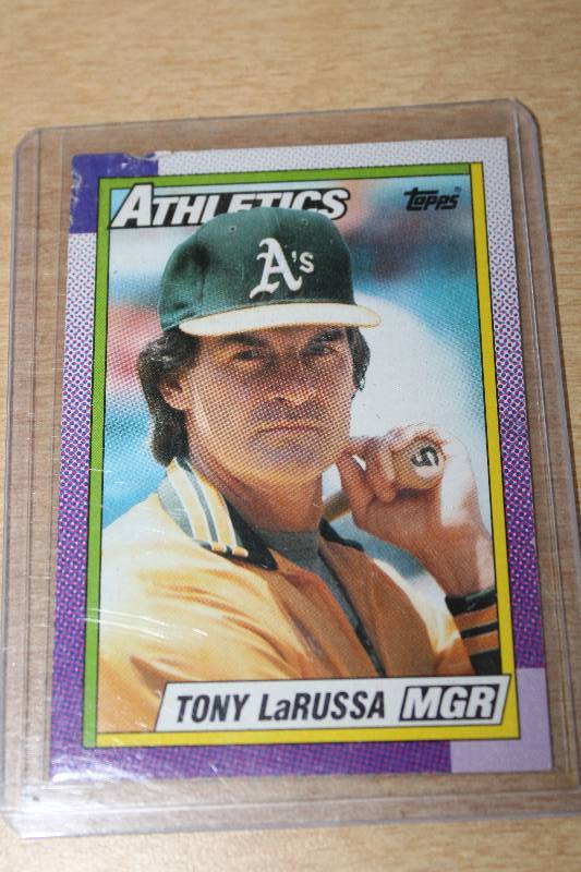 lot 8300 image: Baseball Card - Tony La Russa - Oakland As Manager - Athletics - Manger - TOPPS - 1989 Records on Back  - In sleeve COOL