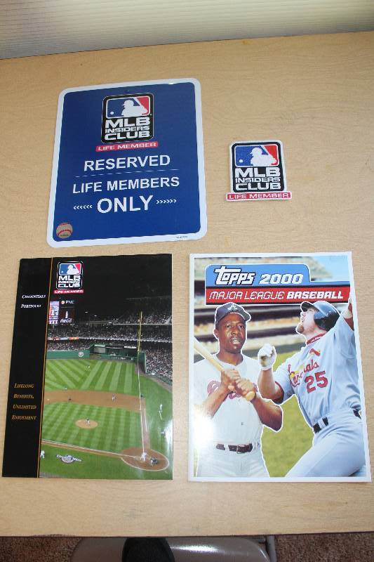 lot 8816 image: Major League Insiders Club Baseball Items - Metal Sign, Patch and more MLB - See pics.
