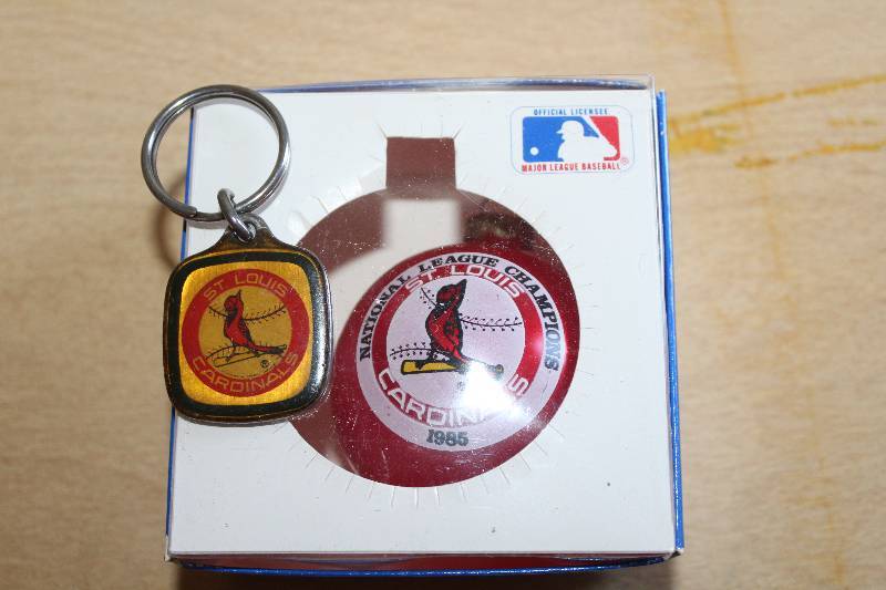 lot 8827 image: St Louis Cardinals 1985 Christmas Ornament and a Key Ring