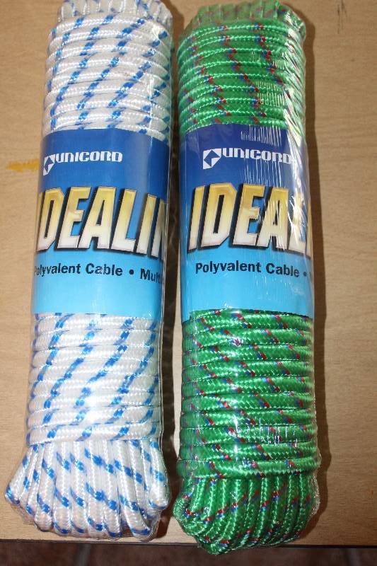 lot 8840 image: Lot of 2 - 100 ft, 38 diamond braid nylon rope - New in Packages