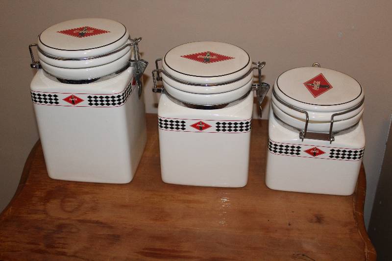 lot 5001 image: Lot of 3 Coca Cola Glass Canisters