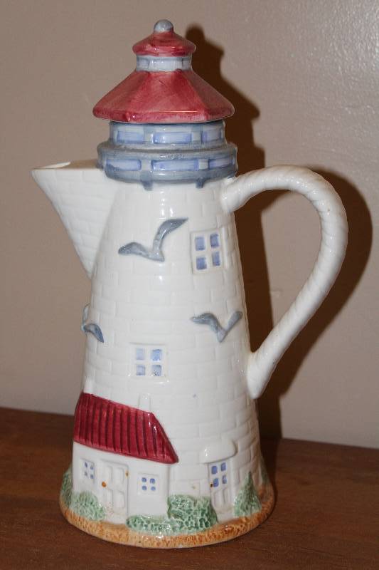 lot 5007 image: Light House Themed Pitcher - 10.5 Tall