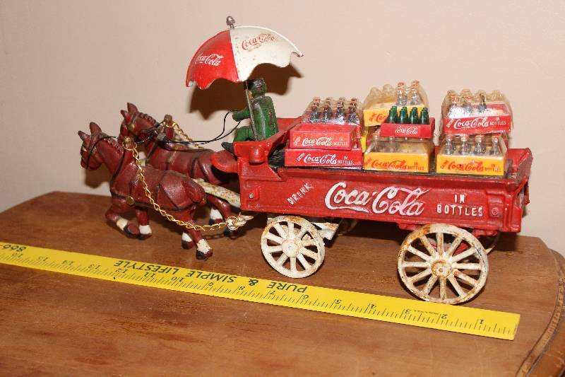 lot 5023 image: Coca Cola Delivery Carriage Metal Figurine - Quite Detailed - See Pics