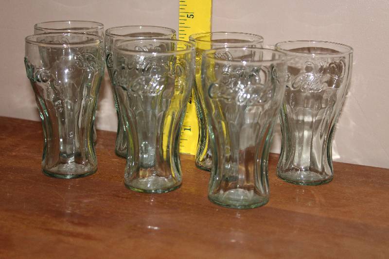 lot 5034 image: Lot of 7 Clear Coca Cola Glasses- Neat