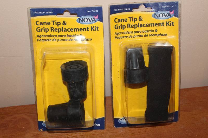 lot 5067 image: Lot of 2 Cane Tip and Grip Replacement Kits - New in Packages