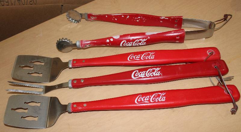 lot 8130 image: Set of 4 Coca Cola Themed Grilling Tools- Perfect for Summer