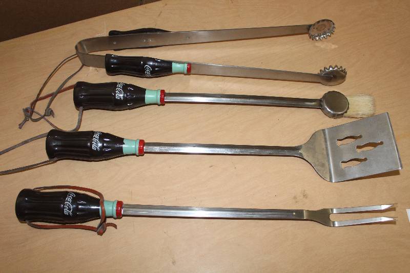 lot 8131 image: Coca Cola Bottle-Headed Grilling Tools- How Cool