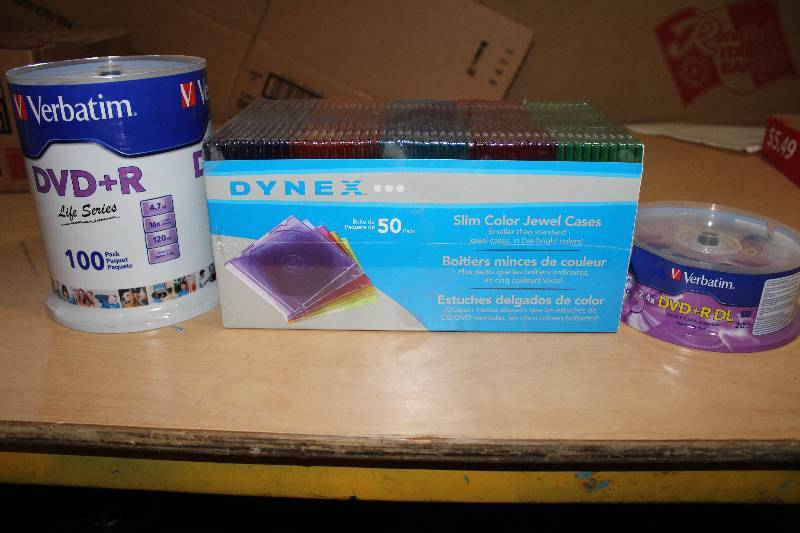 lot 8156 image: Blank DVDR, and 50 Pack CDDVD Cases- New in Box