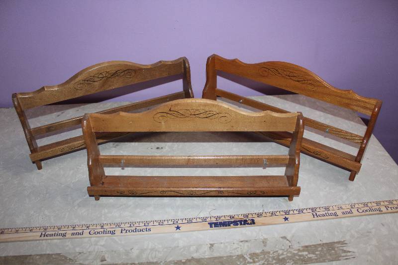lot 8164 image: Lot of 3 Watkins Wooden Spice Racks- Cool