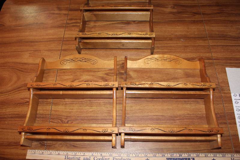 lot 8184 image: Lot of 3 Watkins Wooden Spice Racks- Cool