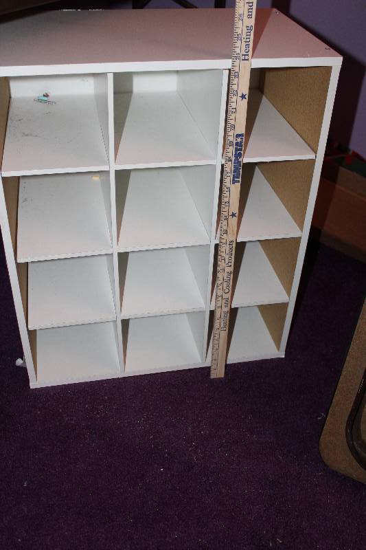 lot 8209 image: White Storage Cabinet w Cubbies- Cool
