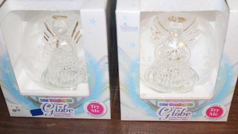 lot 8394 image: LED Color Changing Glass Angel Globes