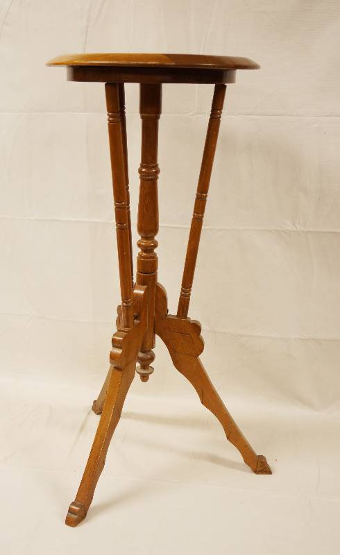 lot 6472 image: Old 3 Legged Plant or Side Table with FLAGS Design - Really Neat