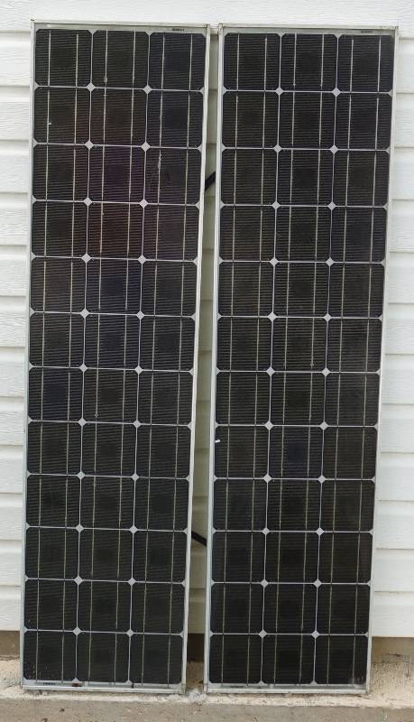 lot 4430 image: 2 Siemens SOLAR PANELS 55 Watts Each (Tested - Works) over 4 FOOT TALL
