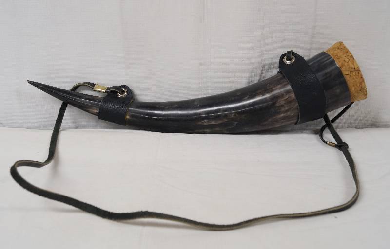 lot 6447 image: Old Horn Storage  Powder Holder - Very Cool