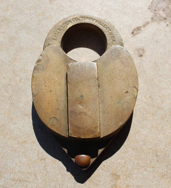 lot 3012 image: Brass Padlock- No Key- Eagle Lock Company- Terryville, Connecticut USA