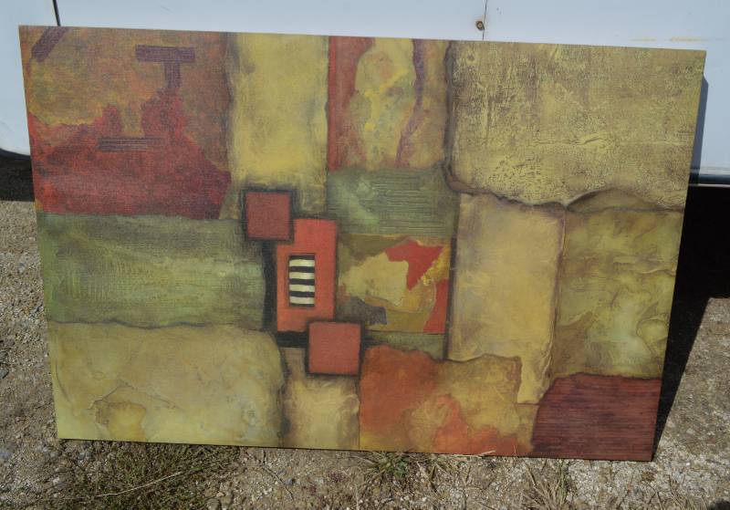 lot 3061 image: Art work on canvas 23 12 x 35 12, great condition