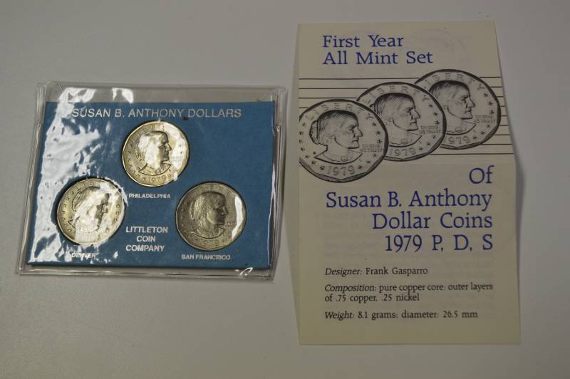 lot 3083 image: 1st year all mint set of Susan B. Anthony dollar coins 1979 P-D-S