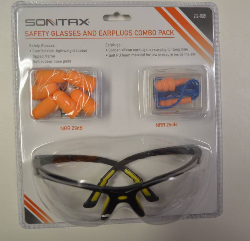 lot 3084 image: Safety glasses and earplugs combo pack