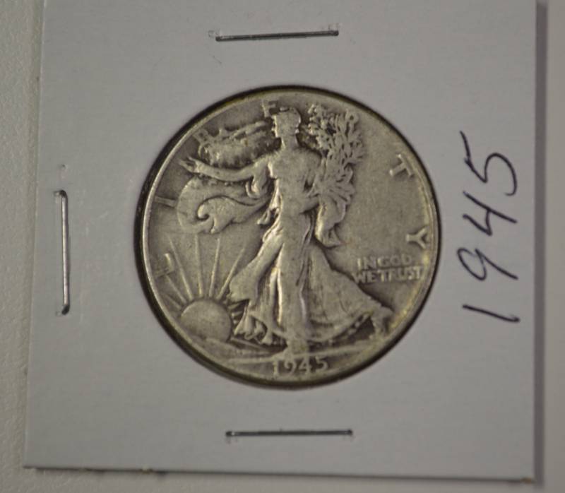 lot 3112 image: 1945 walking liberty silver half dollar