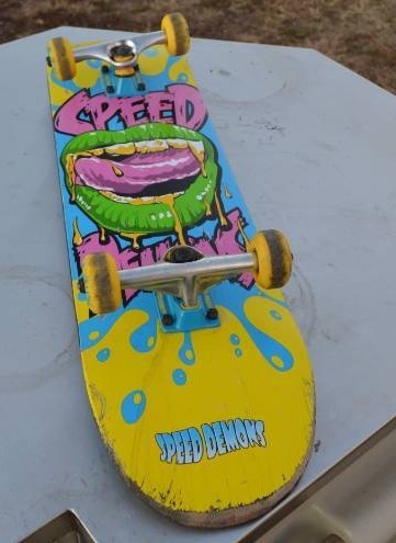 lot 3149 image: skateboard - speed demons, very colorful