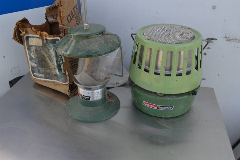 lot 3163 image: Coleman Catalytic Heater and Coleman LP lantern - glass is broken