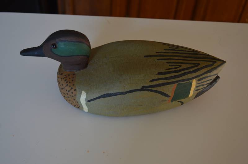 lot 3182 image: carved wooden duck