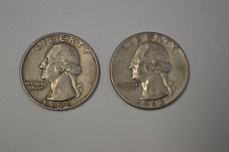 lot 3154 image: 1962 and 1963 Washington silver quarters