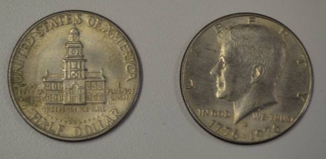 lot 3155 image: 2 1976 Bicentennial Kennedy half dollars