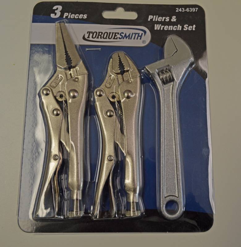 lot 3215 image: Three Piece Pliers and Wrench Set - Still in Package