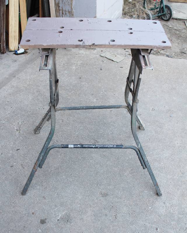 lot 3040 image: Sears Craftmans Portable Craft Center Bench- Top opens and serves as clamp- Very Cool