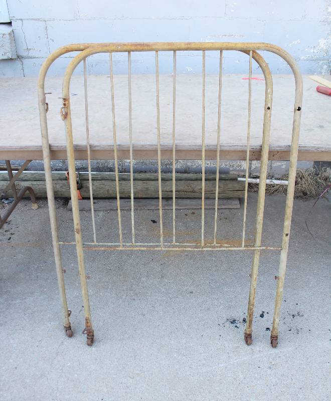lot 3042 image: Two ends for an old baby bed- Great for beds or even to use in the garden
