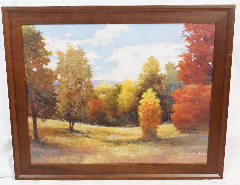 lot 6762 image: Beautiful Large Landscape Print in a Nice Frame - See Pics for Measurements