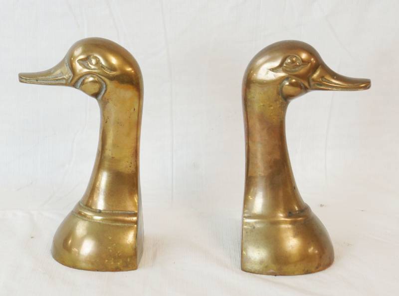 lot 6769 image: 2 Brass Duck Book Ends