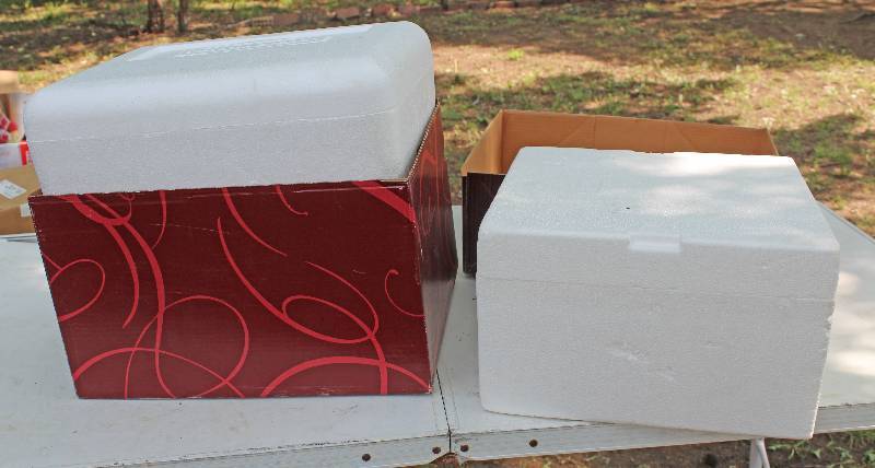 lot 8875 image: Two Styrofoam Shipping Coolers